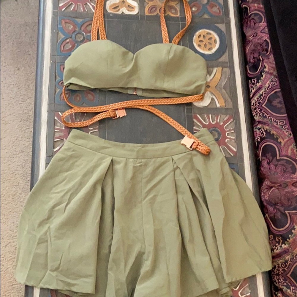 Green cross cross two piece